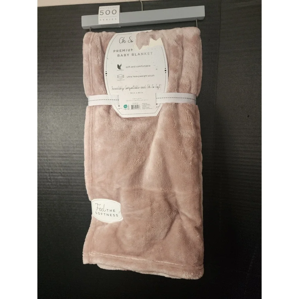 Oh So Soft Premium Baby Blanket Blush Pink Heavyweight 500 Series Plush 30x40